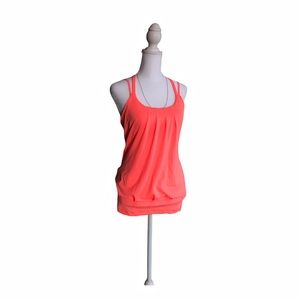 LULULEMON neon coral light support tank top women size 2